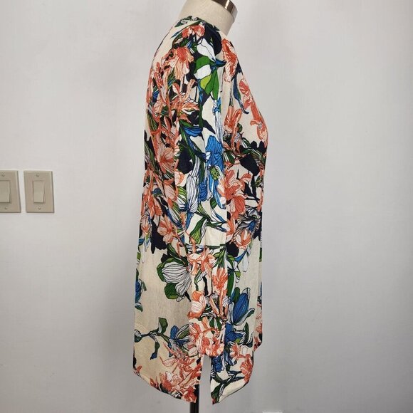 Chicos Everyday V-Neck Cardigan 1 (M) Multicolor Floral Mid Length Lightweight - Picture 4 of 10